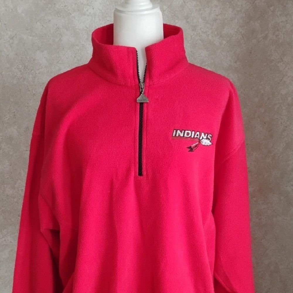 Indians Red Quarter-Zip Fleece Pullover , Size Large, Sportswear, Size large